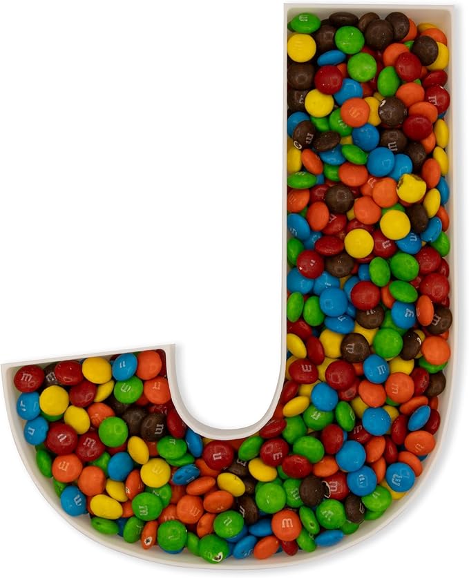 10" Reusable Plastic Box Form Tray Display for Treats, Charcuterie, Cake Pop, Candy, Charcuterie Box, Custom Charcuterie Letters Fillable - Reusable Letter Box - (White Plastic, J)