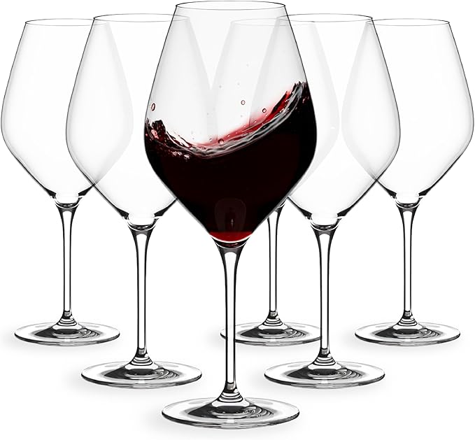 Holmegaard Cabernet Burgundy Glass, Clear, 9.6" H x 4.1" D, 23.3 oz, Set of 6, Designed by Peter Svarrer, Gift Box Included