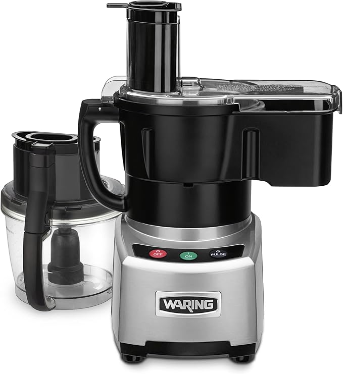 Waring Commercial 4 Quart Food Processor, 2 HP Motor, Extra Large Feed Tube, LiquiLock Sealed Bowl System, S Blade Chops Purees Emulsifies, 120V, 5-15 Phase Plug, Clear WFP16SC Black