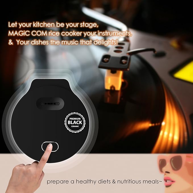 MAGiC COM Mini Rice Cooker 4 Cup Uncooked (8 Cup Cooked), Small Digital Multi-Cooker with Steamer, 24H Delay Timer, Automatic Keep Warm, Non-Stick Pot, Perfect for Dorm, Travel, Single Serve (Black)