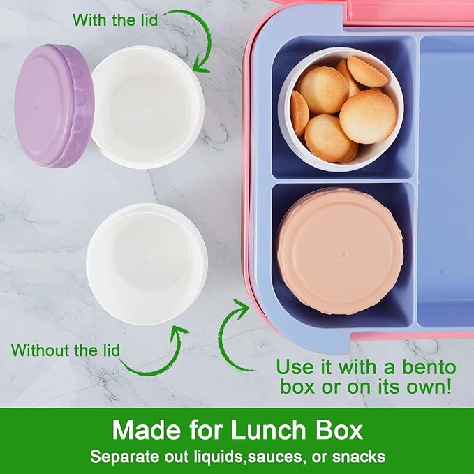 Caperci 6 Pack Salad Dressing Container To Go - 2.7oz Small Condiment Sauce Containers with Leakproof Lids for Bento Lunch Box, BPA-Free, Reusable (Vintage Colors)