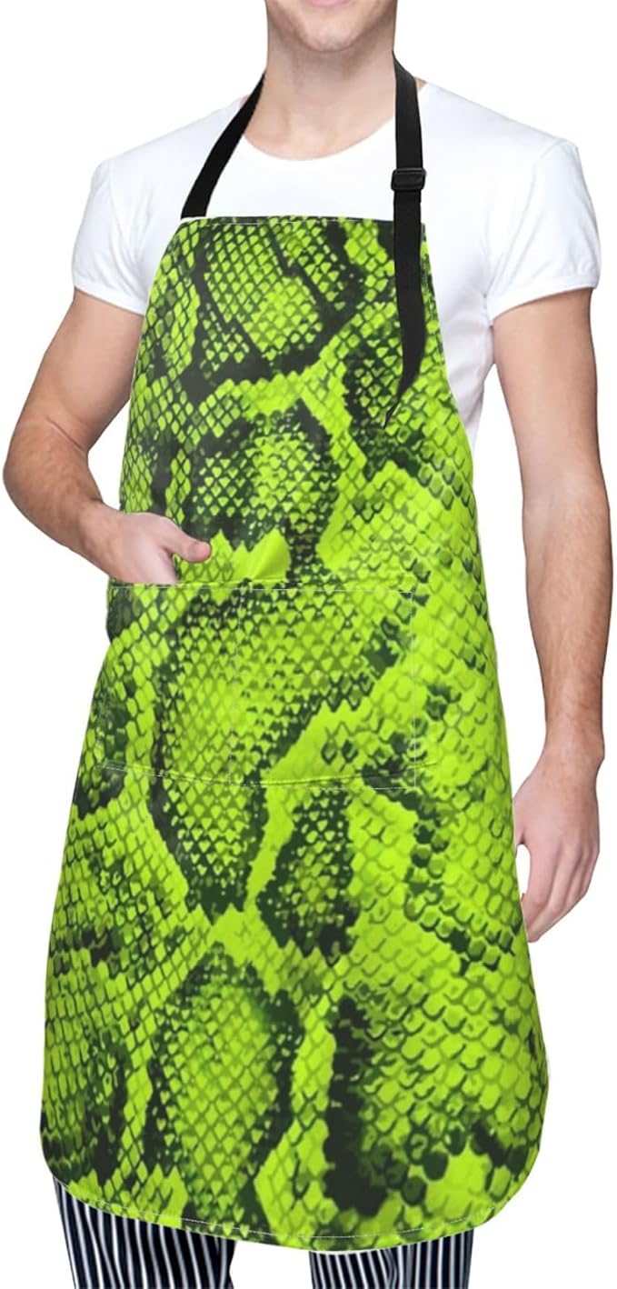 Snakeskin Aprons Cool Aprons with Pockets and Adjustable Mens Apron for Gardening Cooking Kitchen