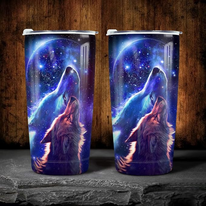 winorax Wolf Tumbler Wolves Gifts For Women Men Wolf Cup 20oz Stainless Steel Insulated Coffee Travel Mug Cup Tumblers Equestrian Gifts For Birthday Christmas