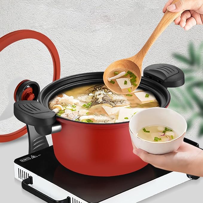 Micro Pressure Cooker, 22cm 3.5L Small Pot with Lock Handles & Lid, Mini Pressure Cooking Pot, Non-stick Stockpot for Gas, Induction, Electric Stoves (Green)