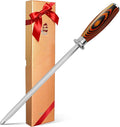 TUO Honing Steel, 10 Inch Knife Sharpener Rod with Pakkawood Handle for Kitchen Knives Daily Sharpening Maintenance - Fiery Phoenix Series