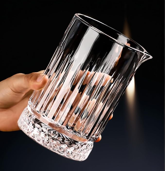 21oz Cocktail Mixing Glass Pitcher Set (6-Pack) - Lead-Free Hand Blown Barware with - Bartender Kit for Martini, Manhattan, Old Fashioned - Premium Wedding Anniversary Birthday Gift for Home Bar