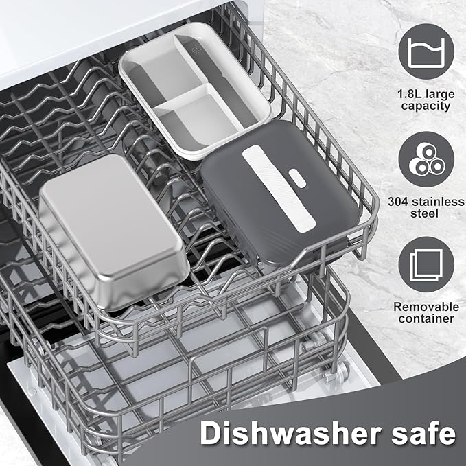 Electric Heated Lunch Box for Car Truck Home 1.8L 100W Portable Food Warmer with 12V/24V/110V/220V Hot Meal for Work Travel Jobsite Camping Christmas Gifts White Elephant Gifts for Adults/Men/Woman