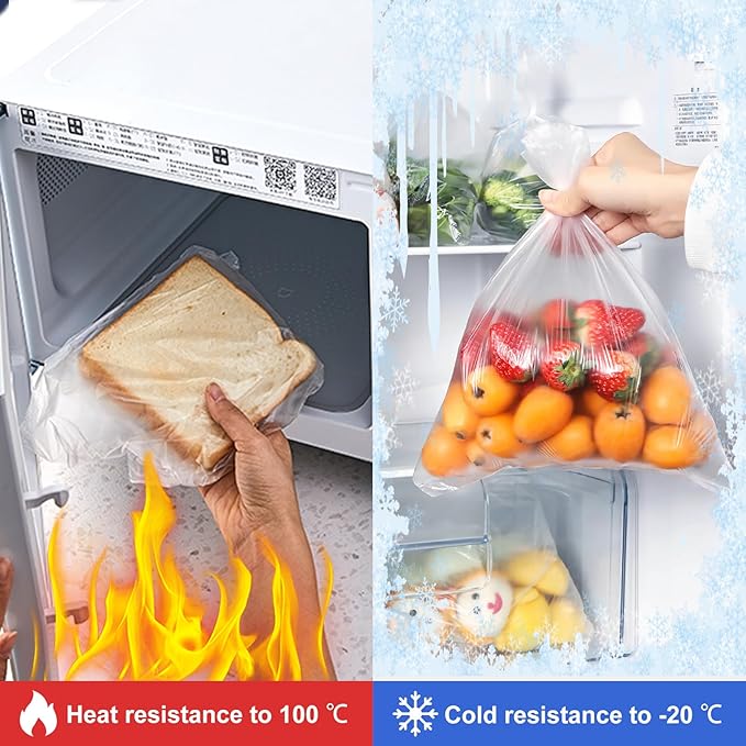 Plastic Produce Bag 12" X 20", Clear Food Storage Bags for Food, Fruit, Vegetable, Refrigerator Storage, Kitchen,350 Bags/Roll (4 Rolls)