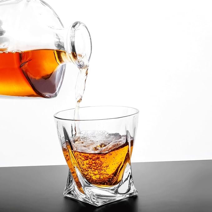 KANARS Old Fashioned Whiskey Glasses with Luxury Box - 10 Oz Twisted Liquor Tumblers for Scotch, Bourbon, and Cocktail Drinks - Set of 2 - Men Gift for Christmas Birthday Anniversary