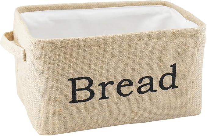 YAHUAN Burlap Bread Basket with Handles Bread Bin for Keeping Bread, Jute Bread Box for Kitchen Counter Pantry(Original)