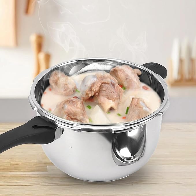 Yoidesu Stainless Steel Pressure Cooker with Safety Valve, 80KPA, Multifunctional Design for Efficient and Fast Cooking (2L)