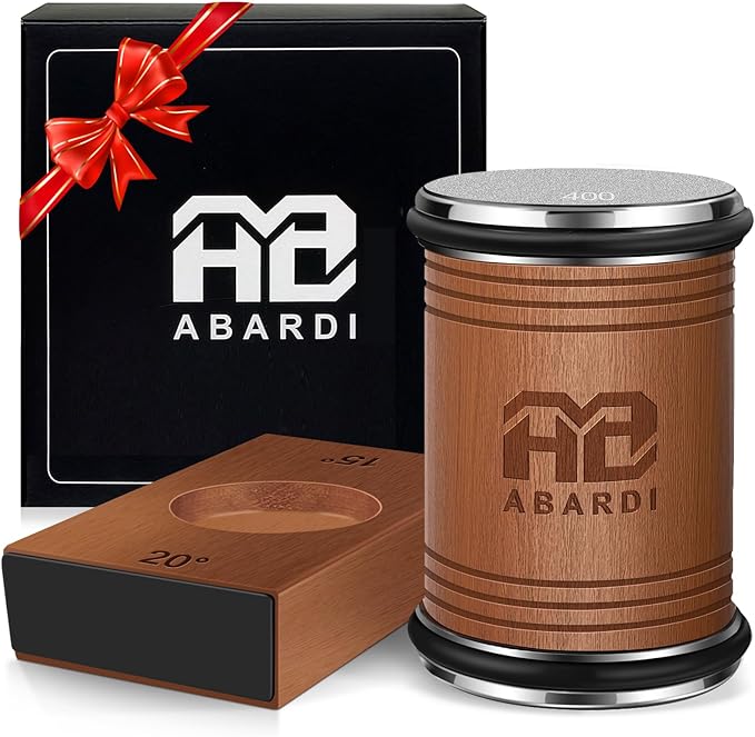 Abardi Rolling Knife Sharpener for Straight Edge, Knife Sharpening with Industry Diamonds Made Easy, Knife Sharpeners Kit with 15 & 20 Degree Magnetic Angle for Kitchen Knives (Walnut)