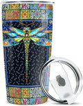 winorax Dragonfly Tumbler Stainless Steel Insulated 20oz Cup Mosaic Drawing Style Coffee Travel Mugs Tumbler With Lid Inspiration Gifts For Women Girls Christmas Birthday Gift