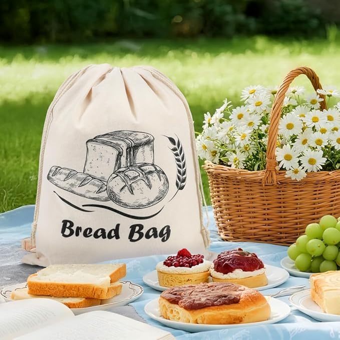 2pcs Large Bread Storage Bags Organic Cotton TPU Lined, 17.7"x13.7" Reusbale Freezer-Friendly Sourdough Bread Bags for Homemade Baguette, Baking Gifts