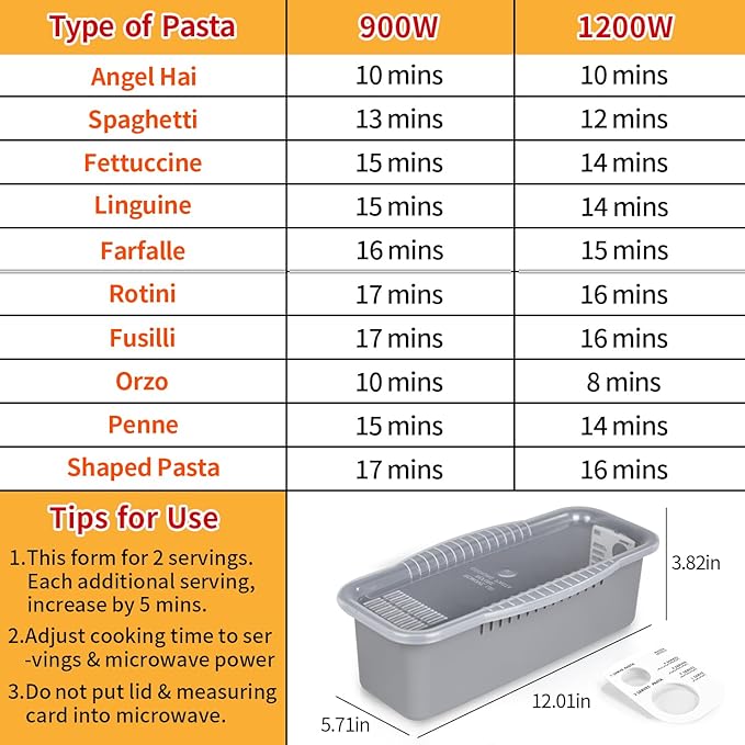 Microwave Pasta Spaghetti Cooker Pot with Strainer Lid,Pasta Cooker in Microwave with Water Level and Spaghetti Portion Measuring Device,Dormitory Office Apartment Kitchen Essentials