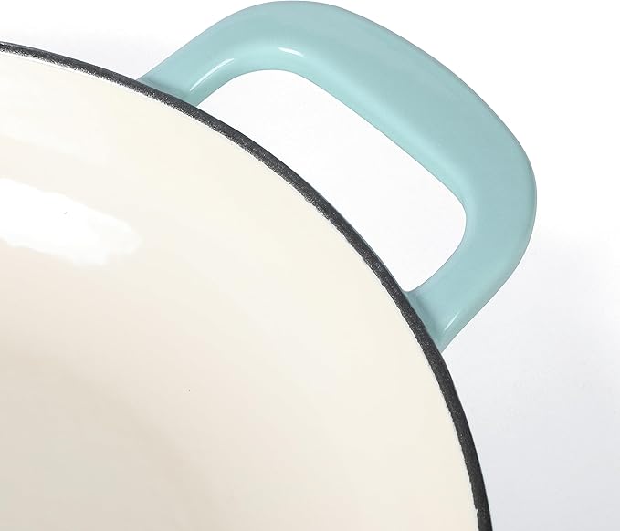 Martha Stewart 3.5-Quart Enameled Cast Iron Dutch Oven Braiser – Martha Blue, Durable Nonstick Dutch Oven for Slow Cooking, Braising, and Baking