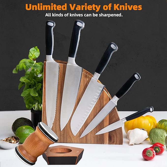 Rolling Knife Sharpener, Kitchen Knife Sharpener Tool With 5 Sharpening Angle 12/15/17/19/22, Diamond Disc Sharpener Kit, Making Sharpening Easier