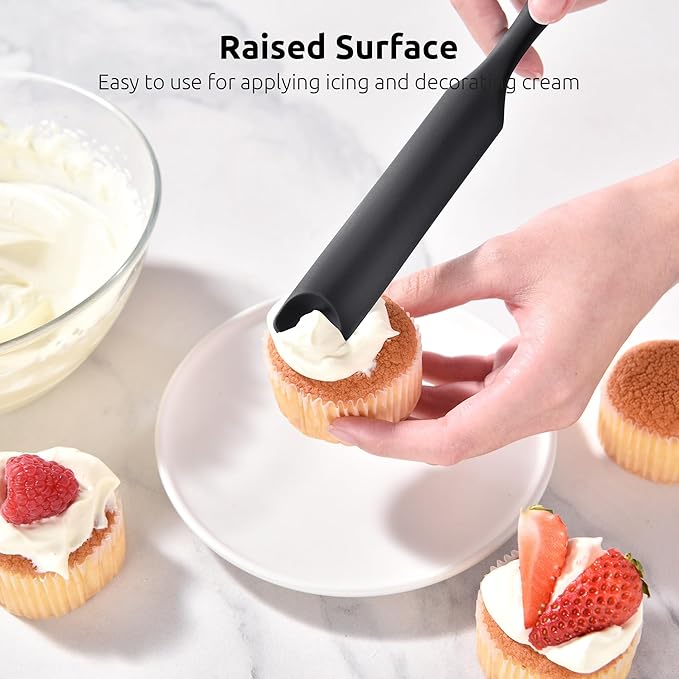 U-Taste Silicone Jar Spatula for Sourdough Starter: Long Skinny Food-Grade Jam Spreader, Sturdy Stirring Stick Bowl Scraper with Flexible Spoon Tip, Mixing Icing Tool, Peanut Butter Knife (Black)