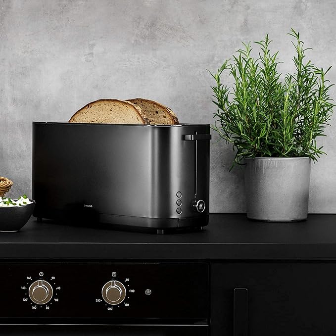 ZWILLING Enfinigy, 4-Slice Long Slot Toaster, Extra Wide 1.5" Slots for Bagels and Toast, Black