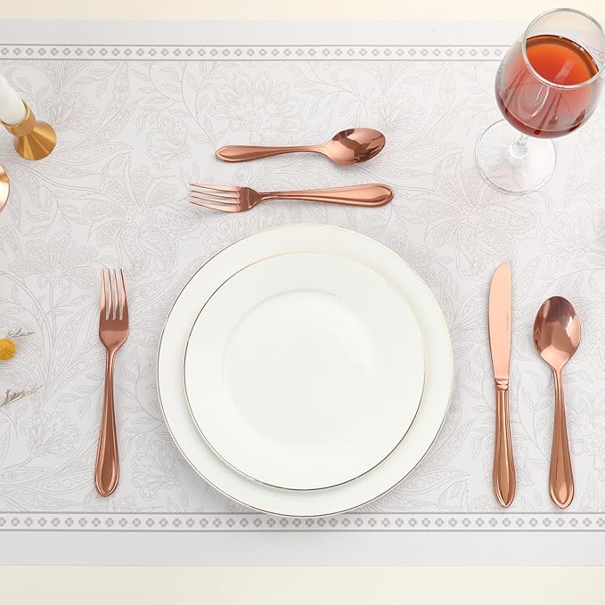 Rose Gold Silverware Set,30-Piece Stainless Steel Flatware for 6, Heavy-Duty 18/0 Stainless Steel Utensils,Mirror Polished Dishwasher Safe for Home & Kitchen Dining