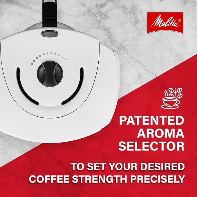 Melitta Aroma Enhance 10-Cup Drip Coffee Maker, Automatic and Programmable, 96oz Capacity with 5-Pack Coffee Filters | White