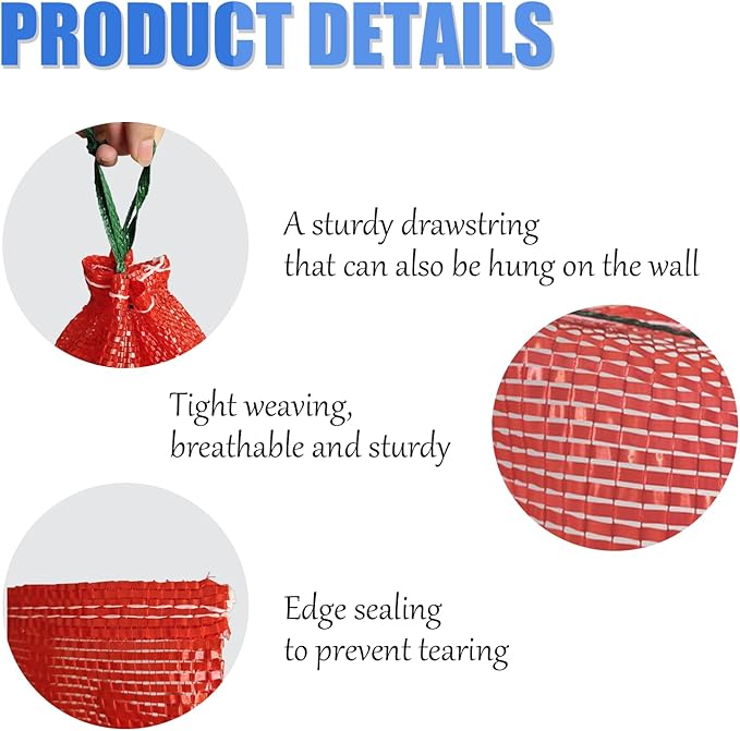 10 Pack Mesh Onion Bags, 11"×18" Reusable Vegetable Produce Bags 10LB with Drawstring for Onions Vegetables Crawfish Citrus Firewood (10, 11''*18'')