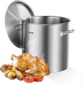 VEVOR Stainless Steel Stockpot, 53 Quart Large Cooking Pots, Cookware Sauce Pot with Lid, and Handle, Heavy Duty Commercial Grade Stock Pot, Sanding Treatment, for Large Groups Events Silver