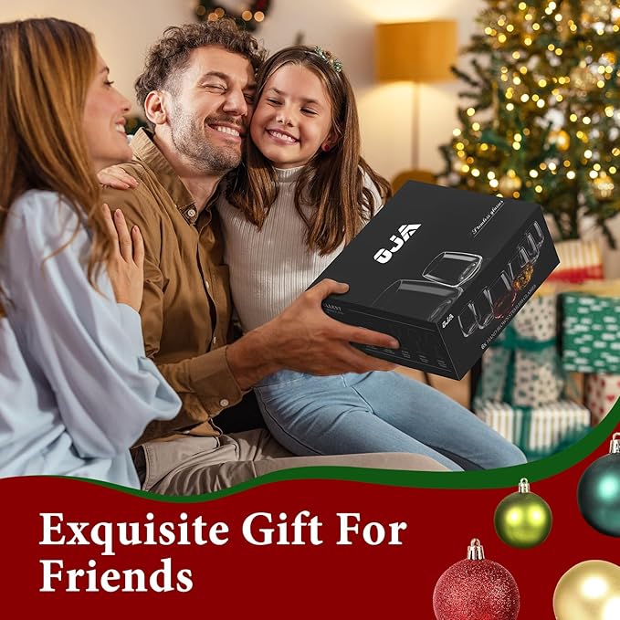 Stemless Wine Glasses Set of 6 13.5oz, Hand Blown Red White Wine Glasses Unique Gifts for Him Her for Birthday, Wedding, Christmas, Anniversary