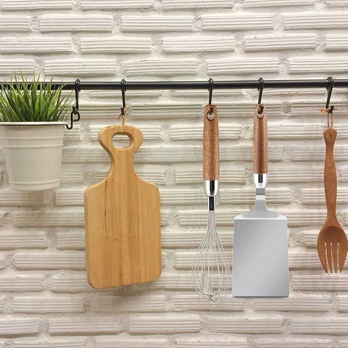 Stainless Steel Spatula with Wooden Handle, Nonstick Pancake Turner, Fried Egg Flipper for Cooking, Frying, Grilling, Baking, BBQ