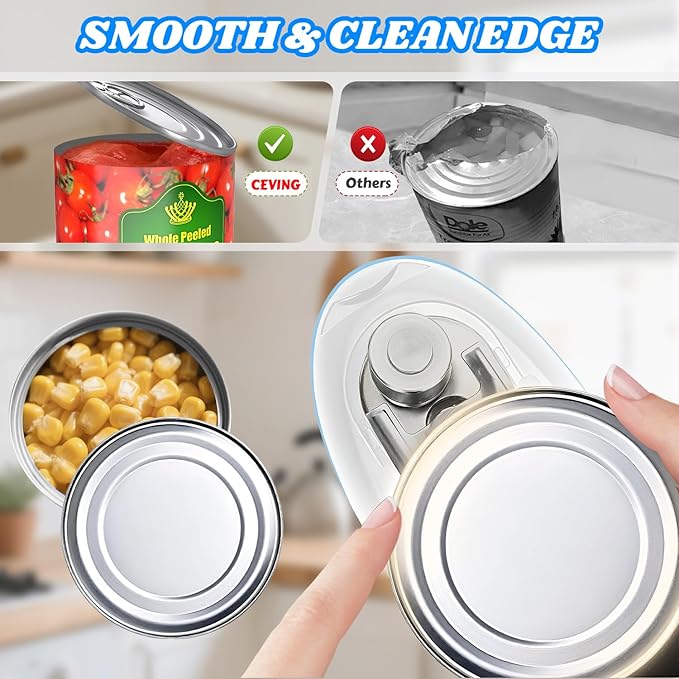 USB Rechargeable Electric Can Opener – Battery Operated, One Touch Automatic Operation, Magnetic Lid Holder & Smooth Edge Cutting, Cordless & Easy to Use for Seniors, Works with All Standard Cans