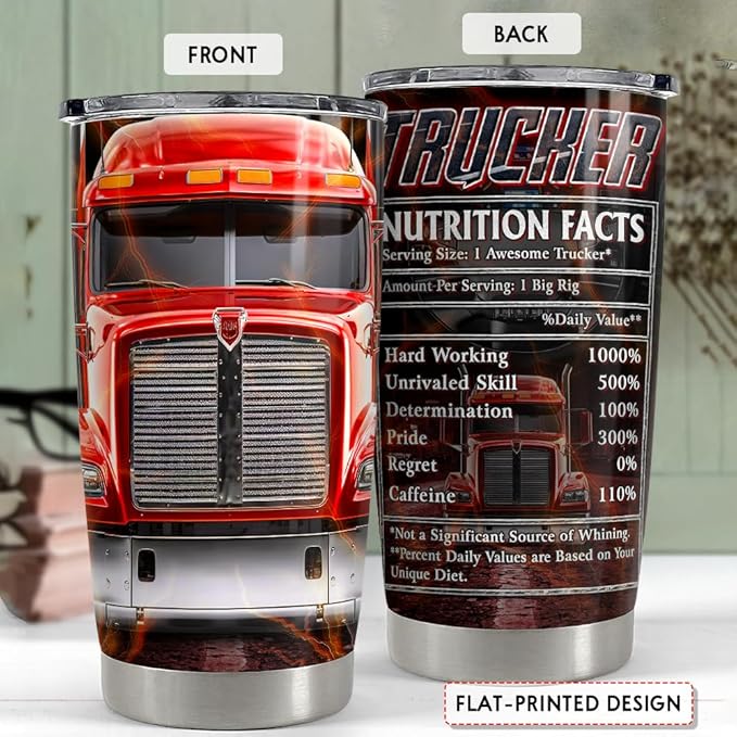 SANDJEST Trucker Tumbler 20oz Stainless Steel Insulated Coffee Travel Mug Cup - Gift for Men, Dad, Truckers, Christmas, Birthday