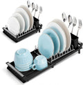 Small Expandable Dish Drying Rack – Compact & Space-Saving – No Spout, No Leaks – Durable, Rust Resistant & Easy to Clean – Ideal for Kitchens, Apartments & RVs – Extend 10.9 to 18.6 inches (Black)