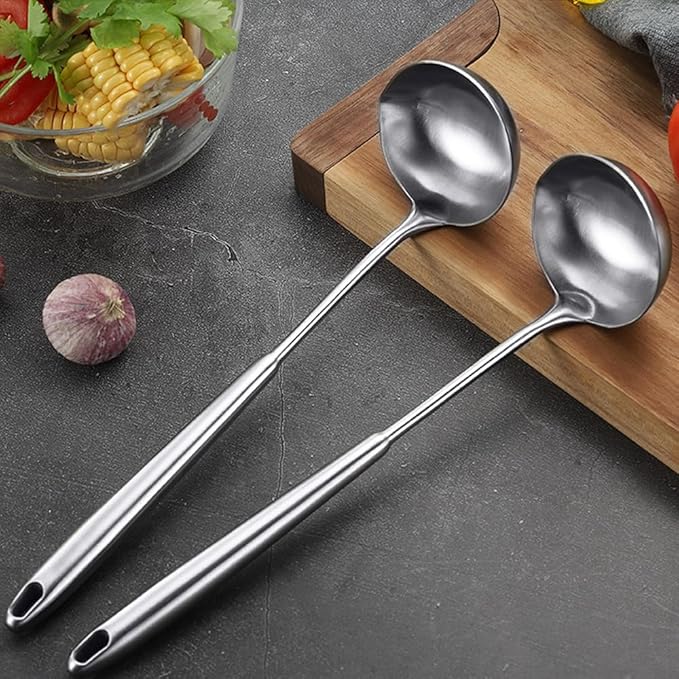 Small Ladle with Pour Spout SUS 304 Stainless Steel 9.6-inch handle Matte Ladle, Dishwasher Safe (1 Pack)