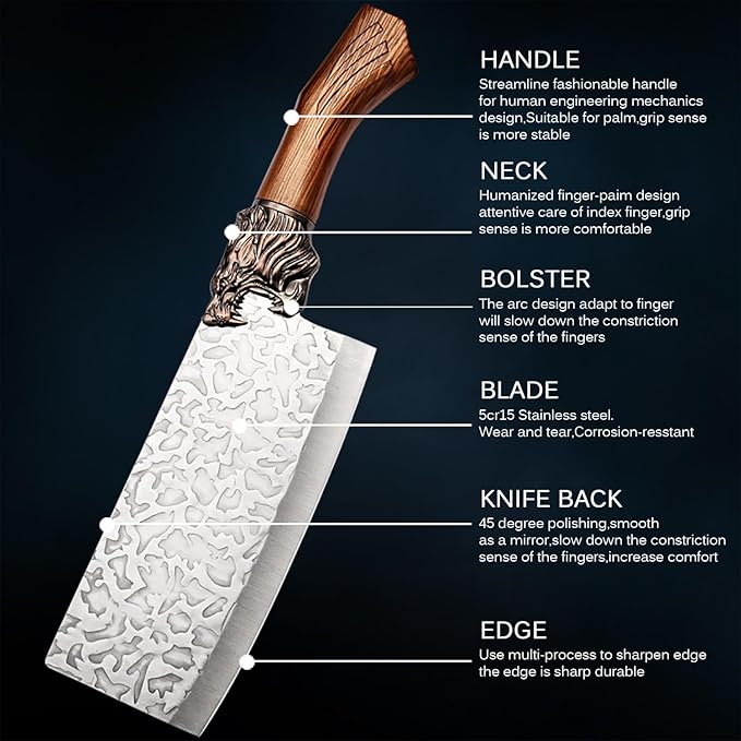 Forged Kitchen Chef Knife Set Stainless Steel Meat Fish Fruit Vegetables Slicing Knife Butcher Boning Cleaver Knives, 6PCS