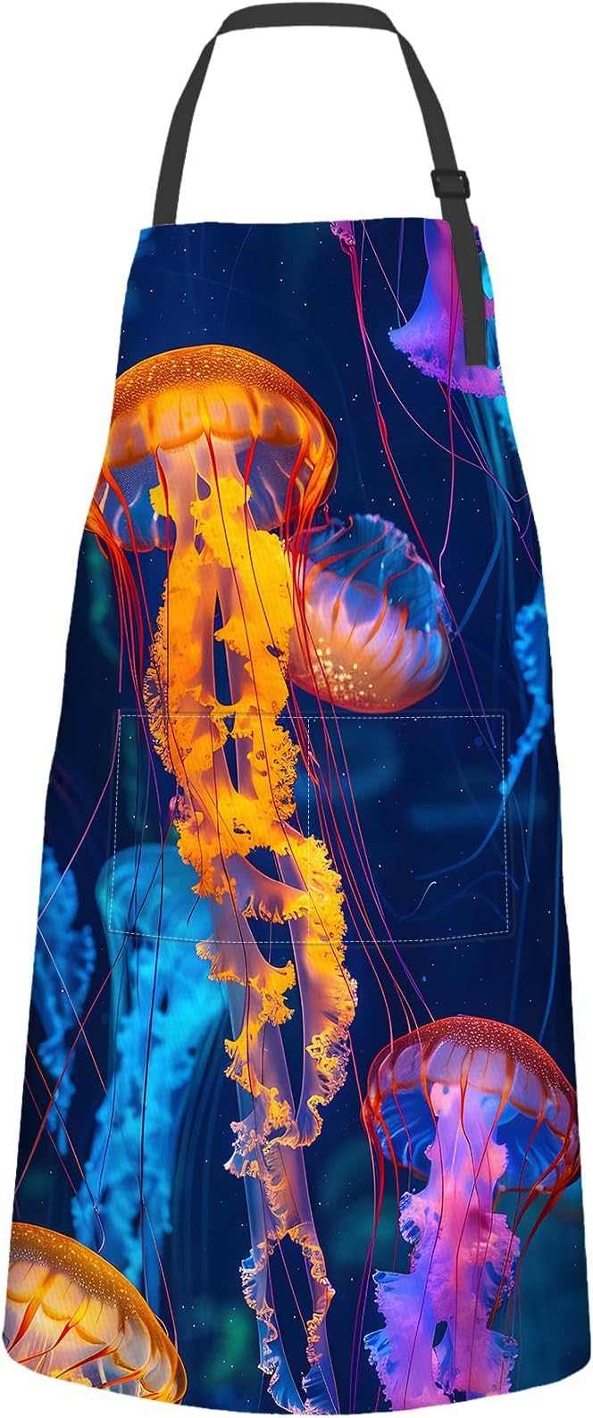 Colorful Jellyfish Apron,Oxford Fabric Adjustable Kitchen Apron with 2 Pockets,Waterproof Cooking Aprons for Men Women Mom Wife Dad,Ideal Gifts for Coffee,Shop,Baking,BBQ,Housewarming,28x33in