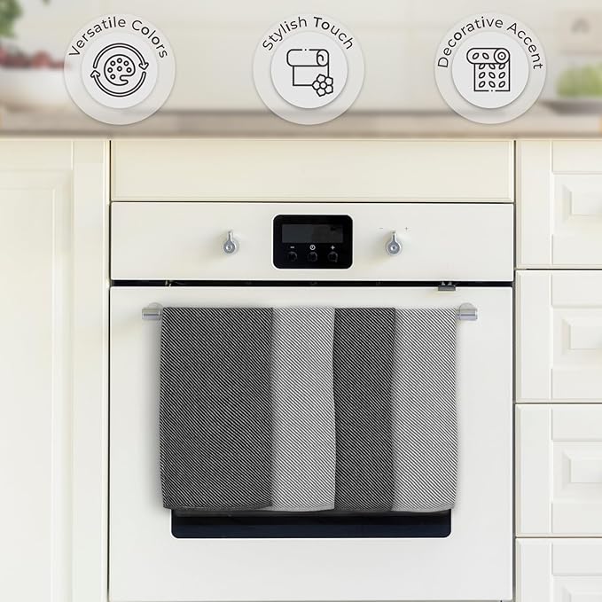 Decorative Dish Towels Set - 4 Pack, (20" x 30") - Decorative & Large - Versatile as, Kitchen Hand Towel, Dish Towels for Kitchen, Dishcloths, Kitchen Cloths, Gray and Anthracite Gray