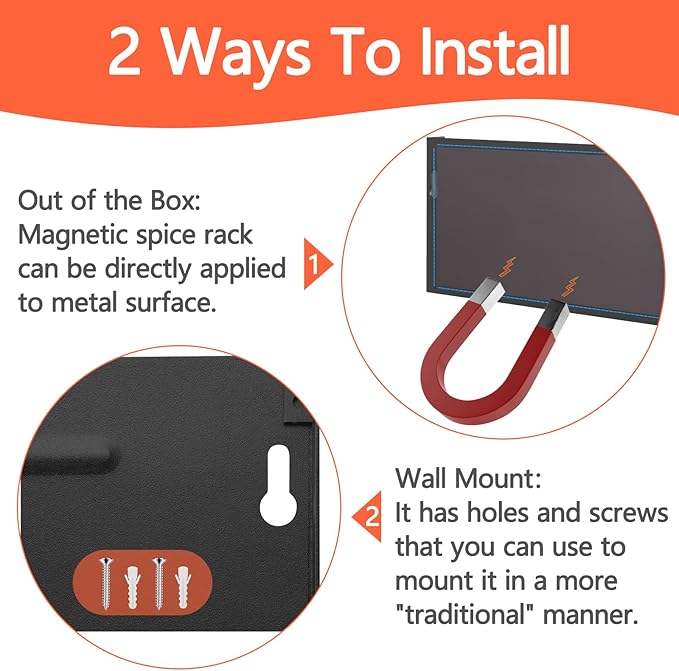 Magnetic Paper Towel Holder for Fridge, Magnetic Spice Rack for Refrigerator, 2-in-1 Foldable Shelf for Side of Refrigerator, Kitchen Countertop Organizers and Wall Mount Storage