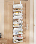Aupekro 10-Tier Over the Door Pantry Organizer Rack, Pantry Door Organizer Shelves, Adjustable Hanging Spice Rack Seasoning Shelves, Large Capacity Door Storage Shelf for Kitchen, Bathroom (White)