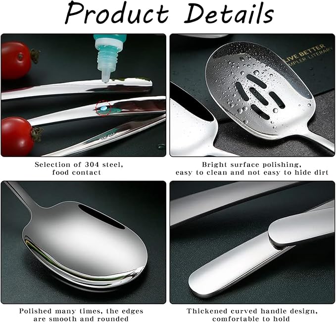 2 Pieces Large Serving Spoons Foodgrade 18/8 Stainless Steel Serving Spoons Set Serving Spoon for Buffet Salads Pasta Platters Mashed Potatoes Etc - 11.5 inches