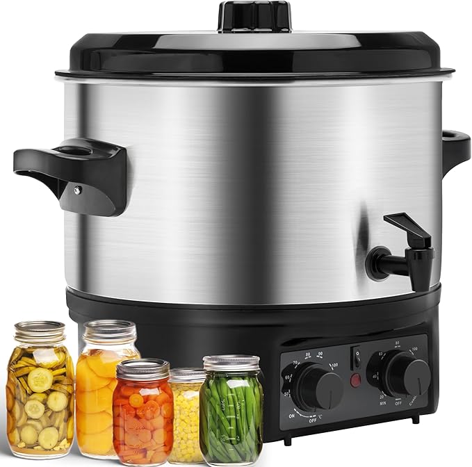 Electric Water Bath Canner 14.5QT, 1500W Electric Canning Pot for Home Canning, Preserving Jars, Slow Cooking & More - Adjustable Temp & Timer, Safe & Easy-to-Use Electric Canner for Beginners & Pros