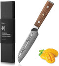 Wakoli HIK Damascus Small Santoku Knife – Full Tang Multipurpose Kitchen Knife | 5-Inch Blade Made of 67-Layer Damascus Steel with VG10 Core | Walnut Wood Handle | Sharp, Durable