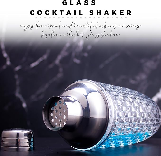 Cocktail Shaker Set- Includes Jigger, Mixing Spoon, and Muddler - Perfect for Home Bar Accessories, Perfect for Making Cocktails and Protein Shakes(Sliver)