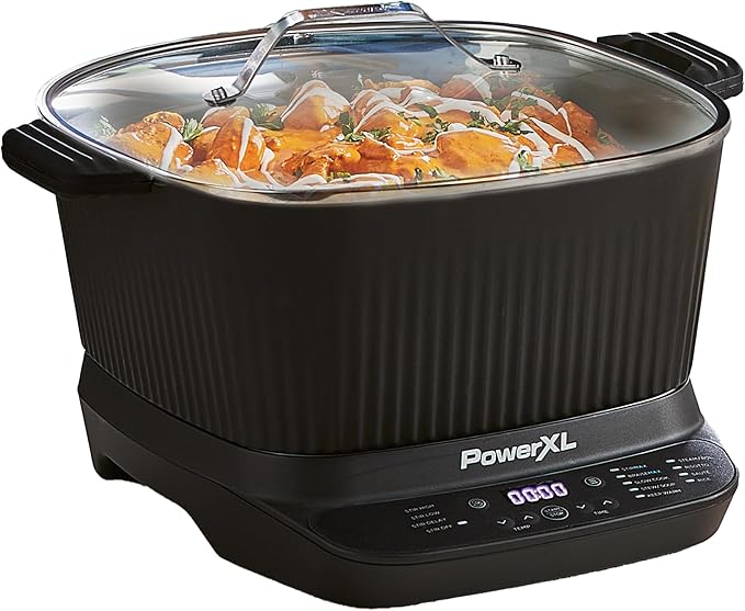 STIRMAX DELUXE 7.5 Quart Digital Multi-Cooker with Automatic Paddle to Stir and Shred, 9 in 1 programmable presets to Sauté, Sear, and Brown Food Before Simmering – Accessories, Skillet, & Cookbook