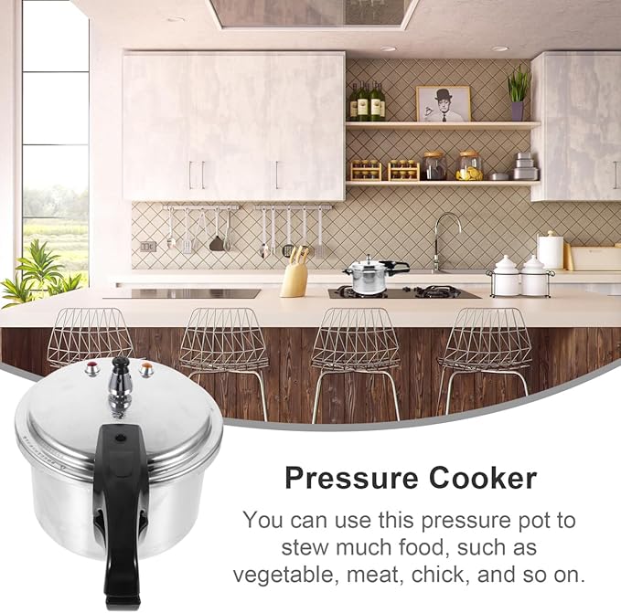 DOITOOL Aluminum Pressure Cooker 20cm/7.9inch Bottom Small Pressure Cooker for Gas Stove Induction for Home Cooking, Silver