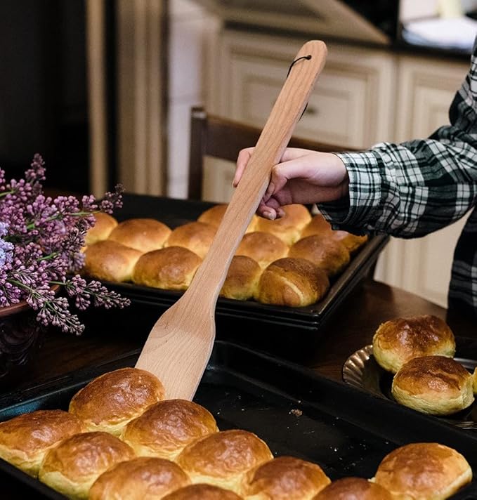 18" Long Wooden Paddle and 14" Large Wooden Spoon Bundle. Heavy Duty Wooden Spoons For Cooking In Big Pots - Brewing, Canning, Crawfish Boil, Stirring & Mixing.