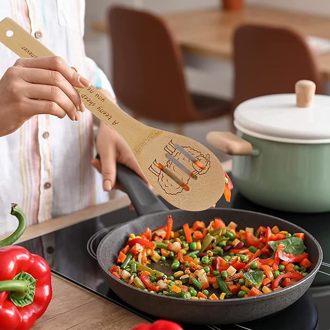 5PCS Sheep Wooden Cooking Spoons Set Sheep Gifts for Women Kitchen Decor Bamboo Cooking Utensil Spoons for Housewarming Wedding Anniversary Thanksgiving Christmas Gifts Mom Women