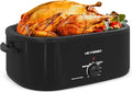 18Qt Roaster Oven Buffet with Self-Basting Lid, 1450W Stainless Steel Electric Turkey Roaster Oven with Cool-Touch Handles, Removable Pan and Rack, Black