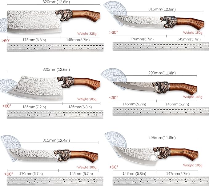 Forged Kitchen Chef Knife Set Stainless Steel Meat Fish Fruit Vegetables Slicing Knife Butcher Boning Cleaver Knives, 6PCS