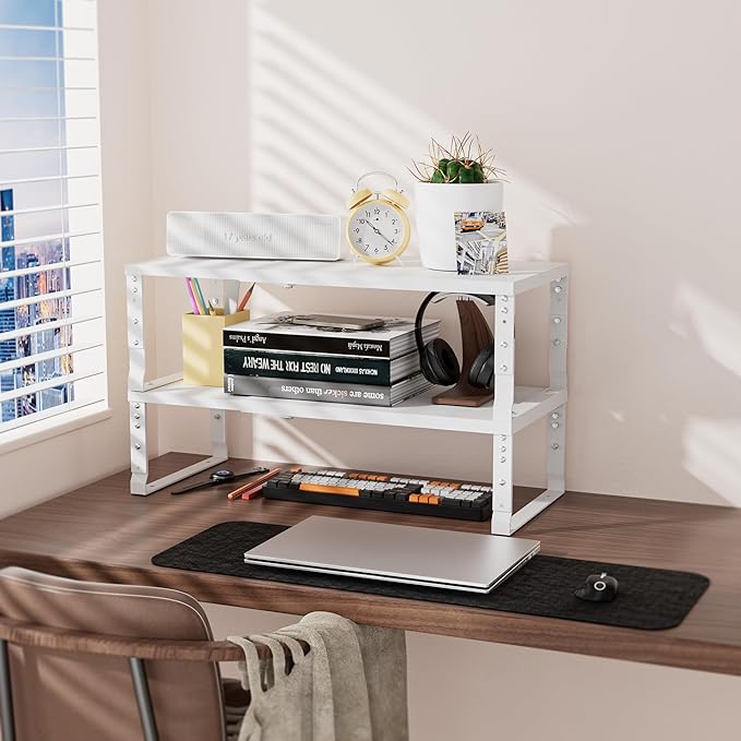Adjustable Metal Shelving Unit, Stackable & Expendable Storage Rack for Home/Office/Kitchen, Space-Saving，Sturdy&Durable，Easy Assembly (3PACKS/Medium/White