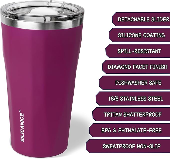 20oz Soft Touch Diamond Tumbler - Double Wall Stainless Steel Vacuum Insulated Coffee Cup With Detachable Slider Lid | BPA Free, Dishwasher Safe, Thoughtful Gift for Her - Claret Rose